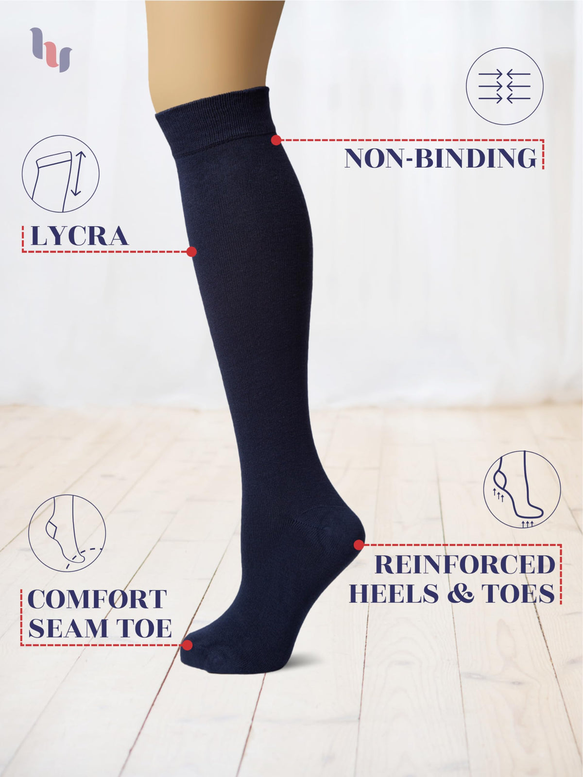 Rayon from Bamboo Knee High Socks 4 Pairs N116