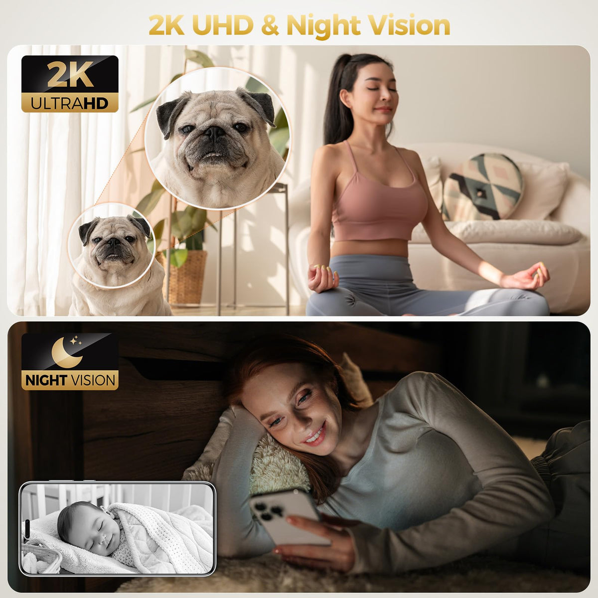 2K Indoor Security Camera 4-Pack with Night Vision F6114