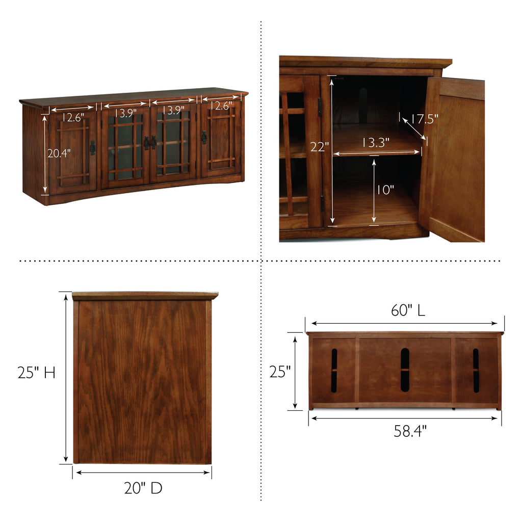 Solid Wood Mission Oak Four Door TV Stand Z34366