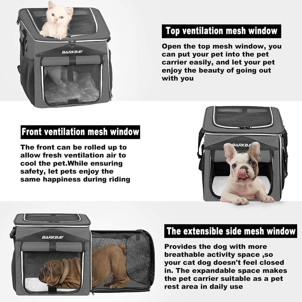 Foldable Soft-Sided Dog Bike Basket Carrier with 2 Open Doors Y8761