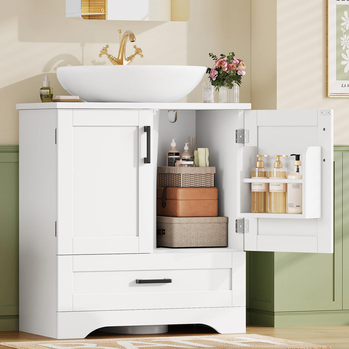 24" Pedestal Sink Storage Cabinet with 2 Doors & 1 Drawer Q714