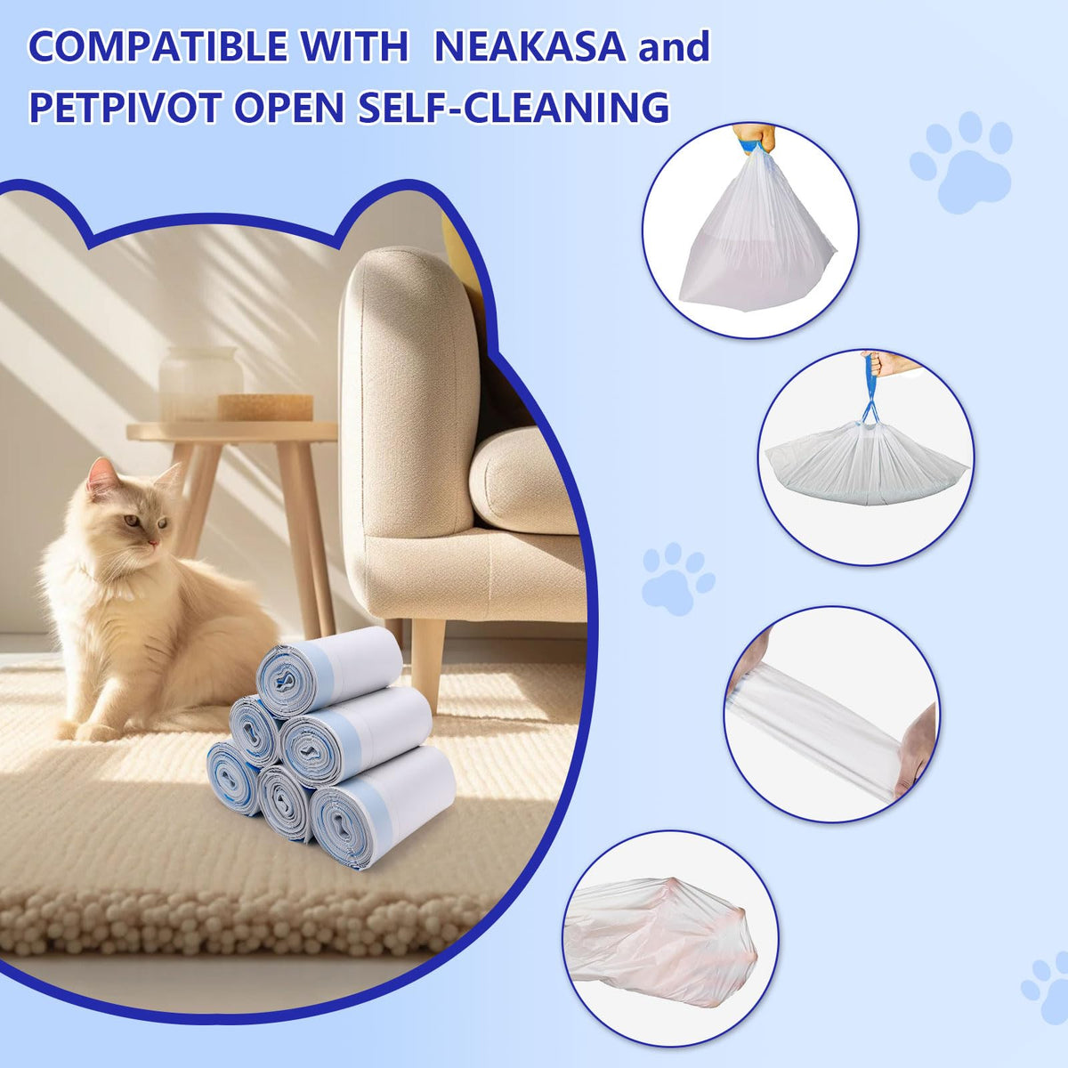120 Count Cat Litter Box Bags, Extra Thick Heavy Duty Liners, Unscented, 27" x 13" H951