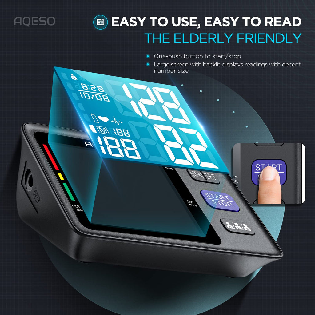 Blood Pressure Machine Upper Arm, 3 Size Cuffs, Automatic Digital BP Monitor, Large Backlit LCD G441