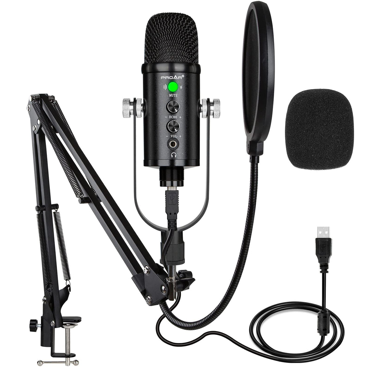 USB Condenser Microphone Kit with Boom Arm Q473