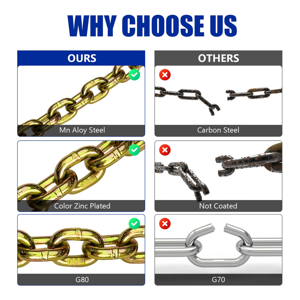 3/8 Chain Trailer Chains with Hooks Grade 80 E26806