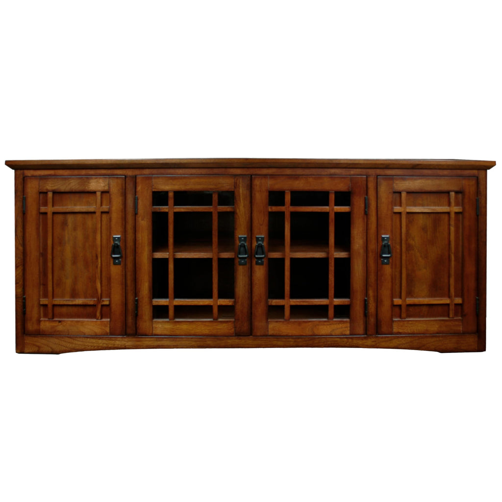 Solid Wood Mission Oak Four Door TV Stand Z34366