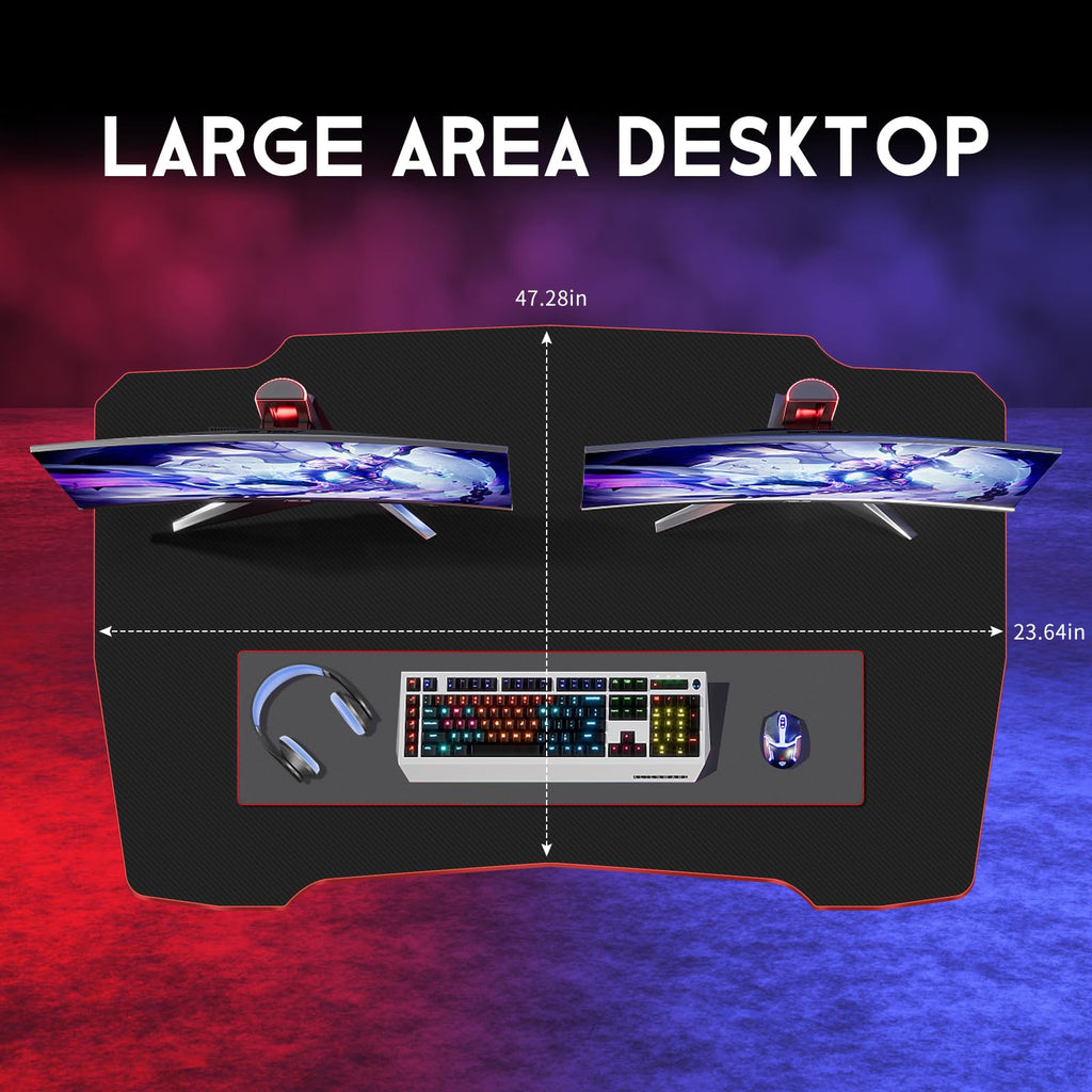 47 Inch Z Shaped Gaming Desk with Headphone Hook E337743