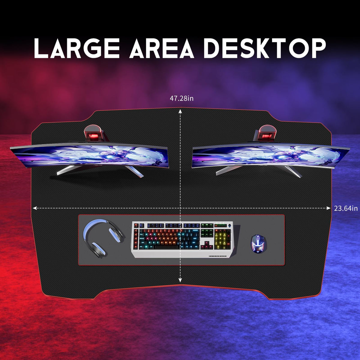 47 Inch Z Shaped Gaming Desk with Headphone Hook E337743