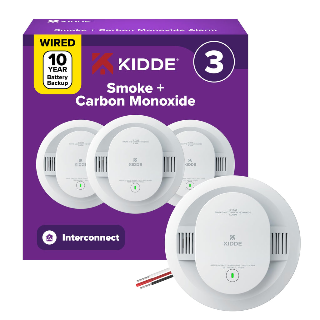 Smoke & CO Detector, Hardwired & 10-Year Battery, 3 Pack M6997