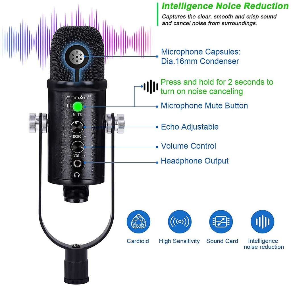 USB Condenser Microphone Kit with Boom Arm Q473