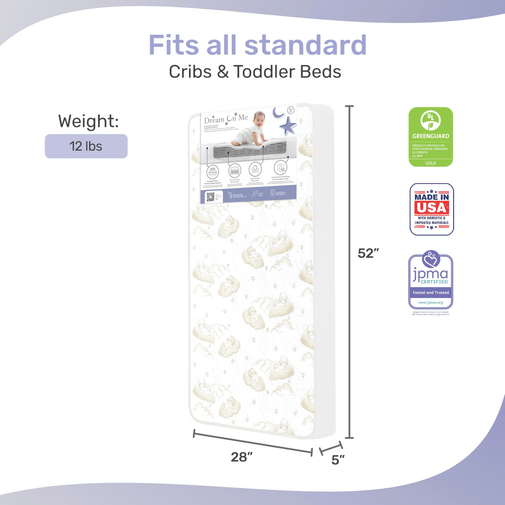 2-in-1 Breathable Spring Coil Crib & Toddler Mattress F74930