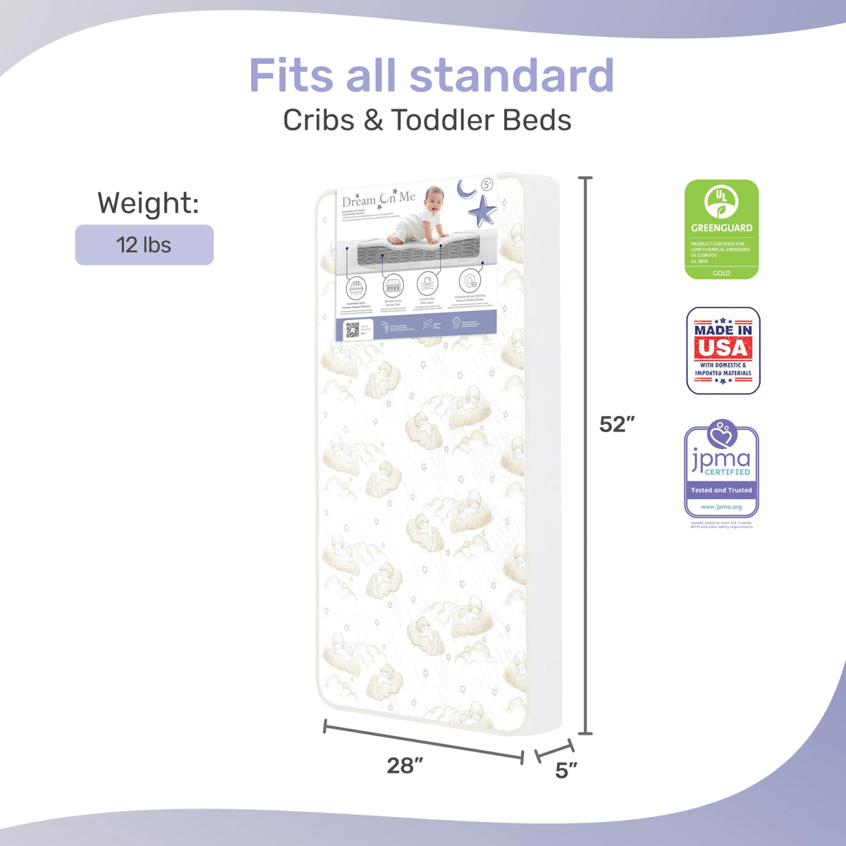 2-in-1 Breathable Spring Coil Crib & Toddler Mattress F74930
