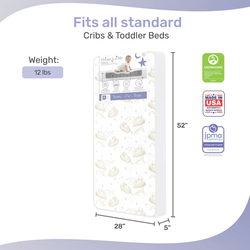 2-in-1 Breathable Spring Coil Crib & Toddler Mattress F74930