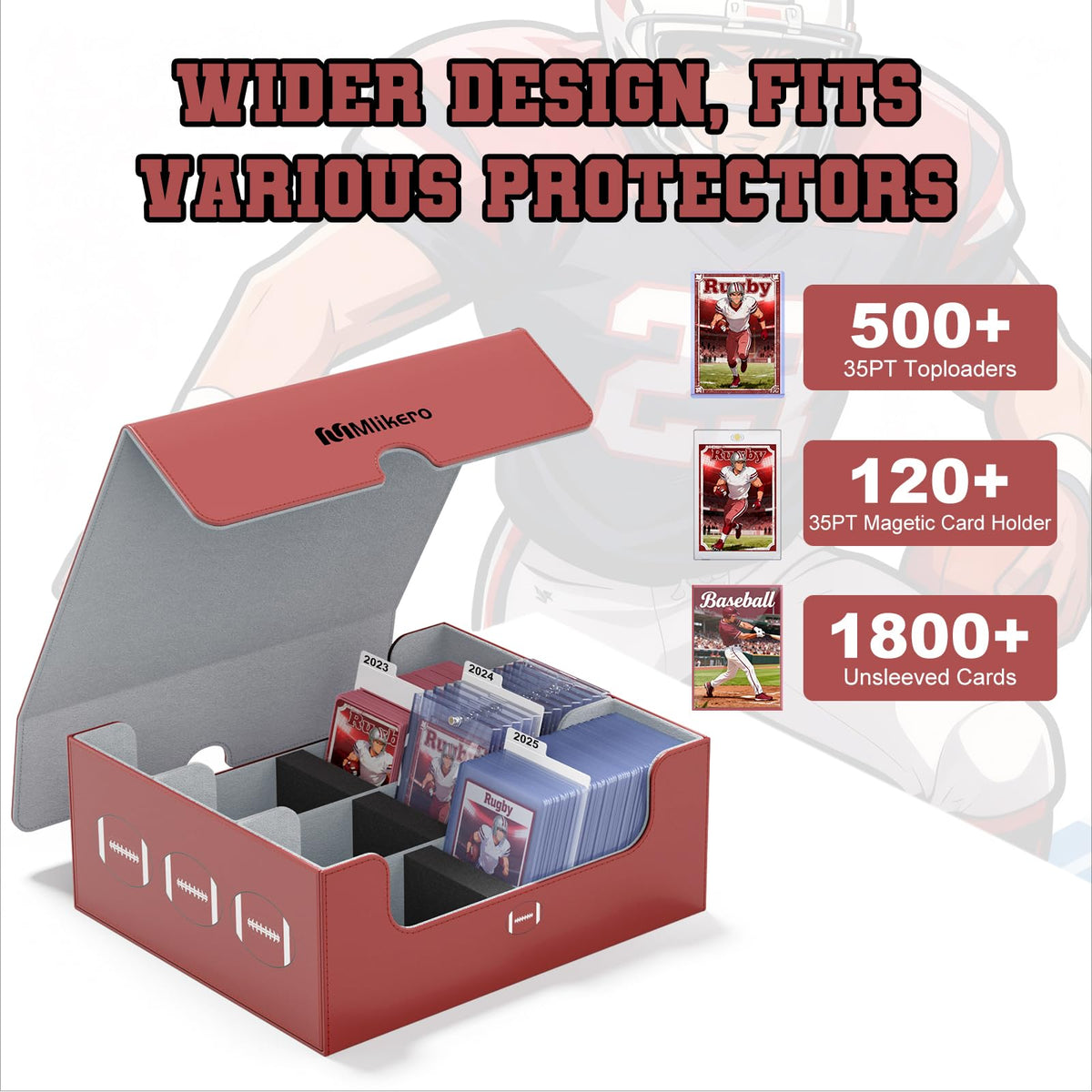 Football Card Storage Box with Magnetic Closure V332904