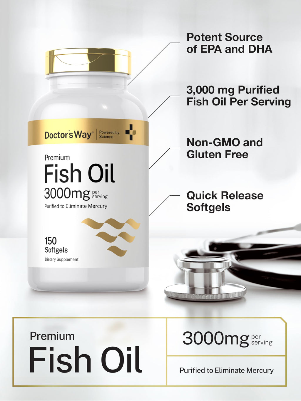 Fish Oil 3000mg 150 Softgels Omega-3 EPA DHA G28269