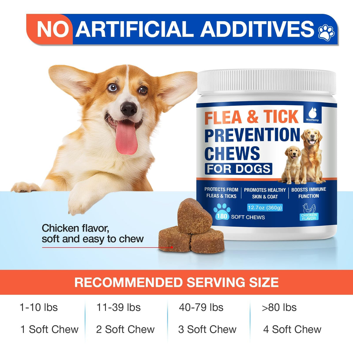 Natural Flea and Tick Prevention for Dogs Chewables R377