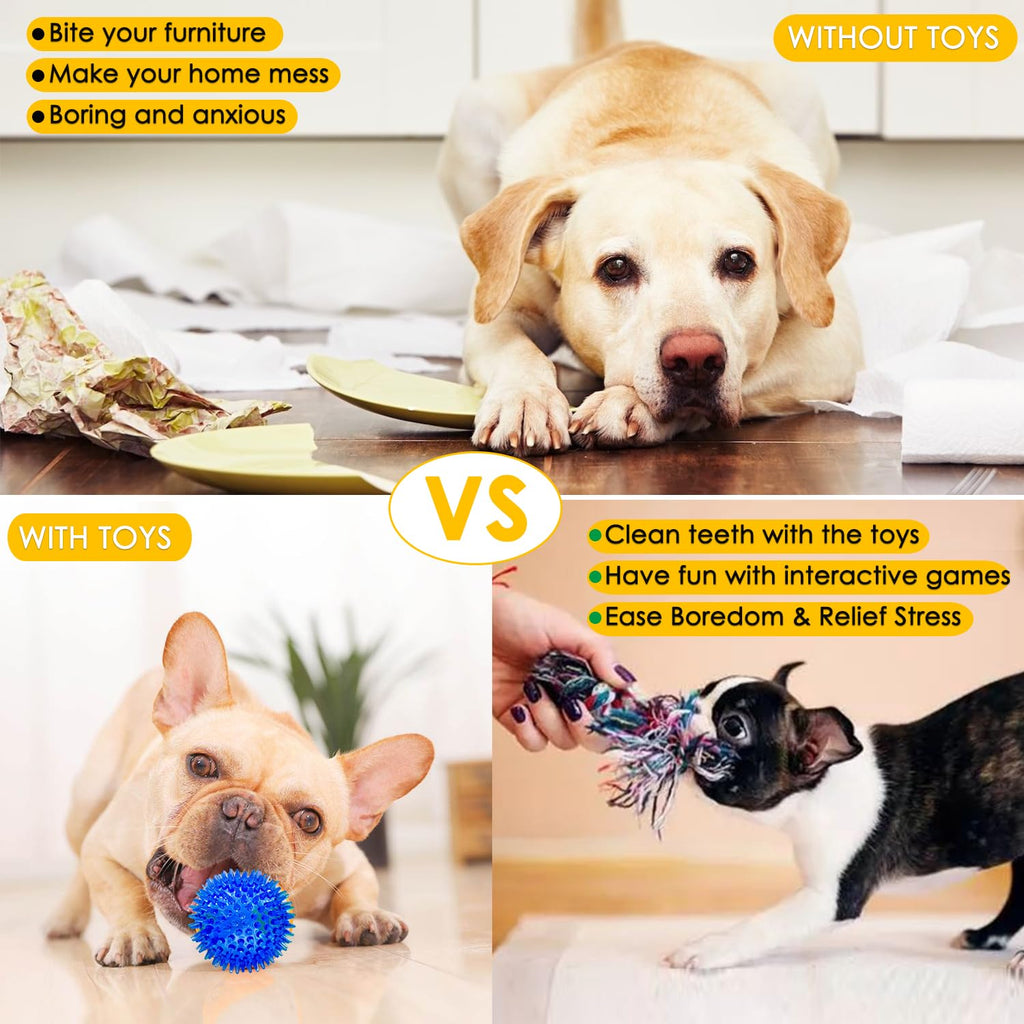 25 Pack Puppy Chew Toys with Squeak Plush Rope Toys U71000