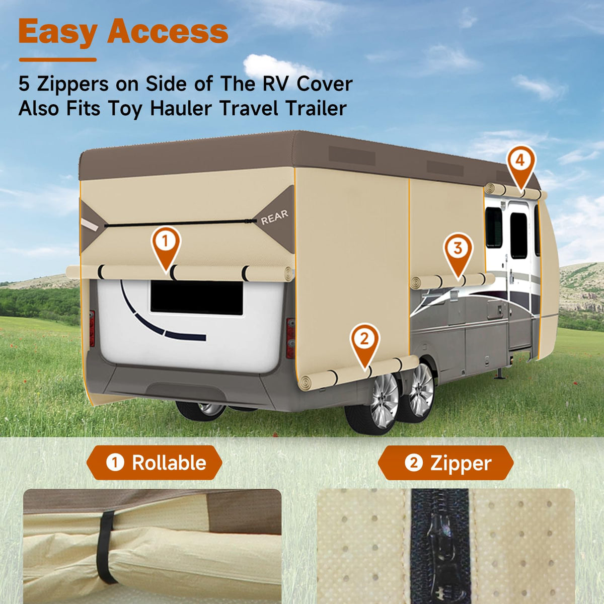 14' ~ 16' Waterproof Windproof Heavy Duty Travel Trailer RV Cover W4207