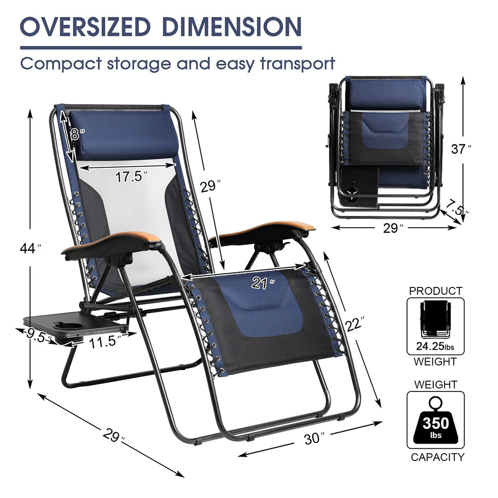 Oversized Mesh Zero Gravity Reclining Patio Chairs, 2 Pack M73893