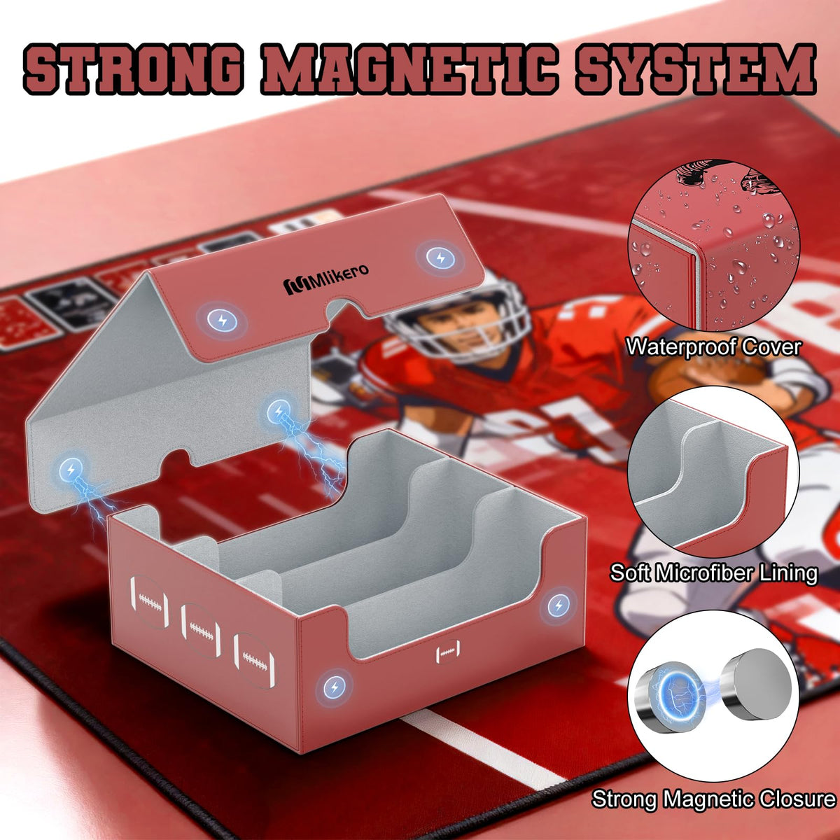 Football Card Storage Box with Magnetic Closure V332904