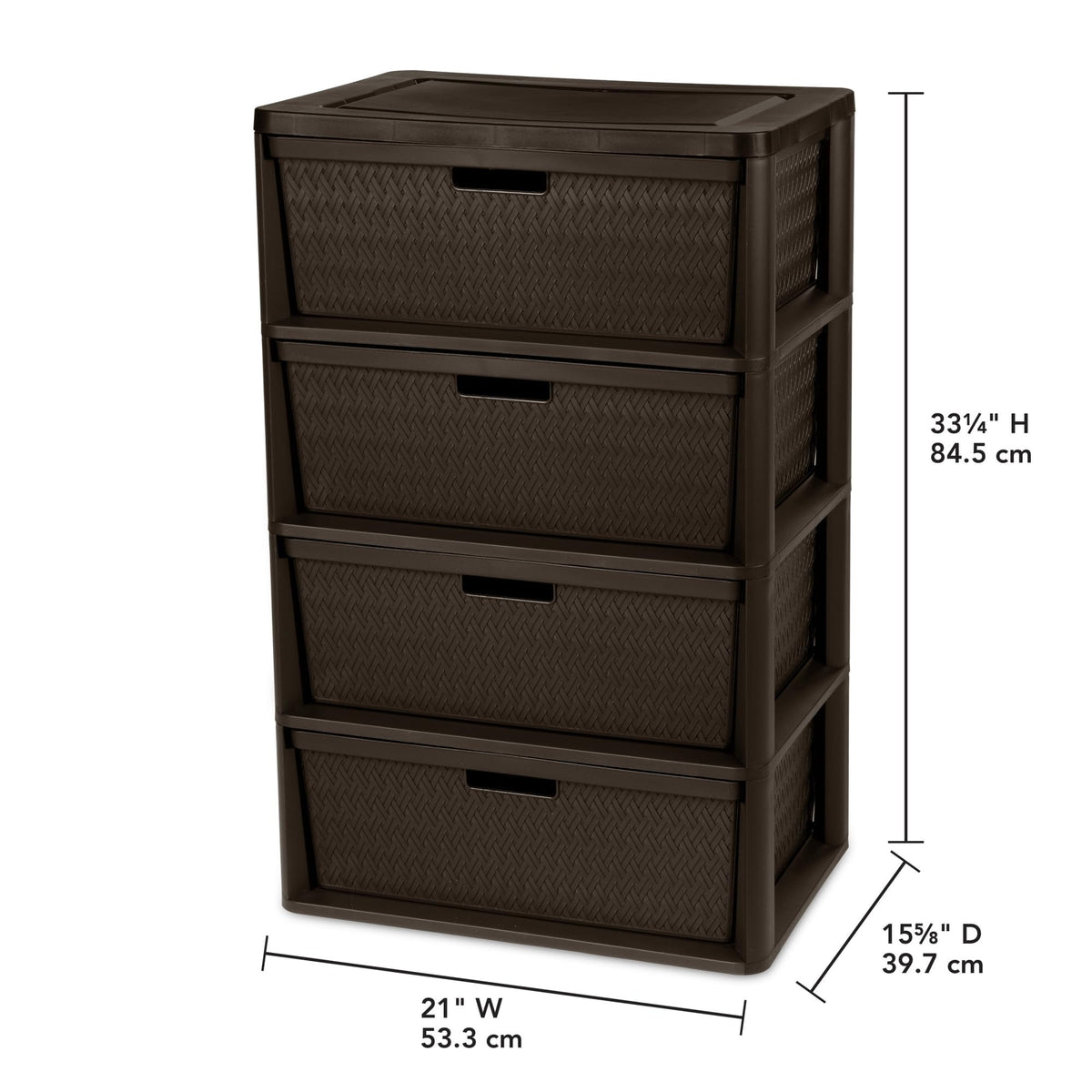 Brown 4 Drawer Plastic Storage Tower B2247