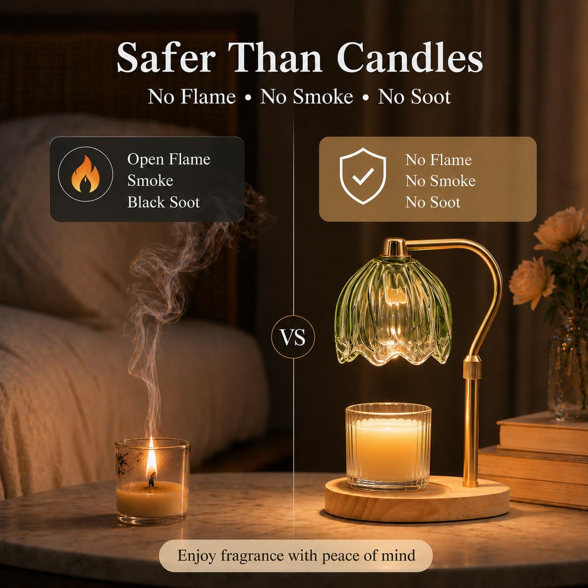 Green Dimmable Candle Warmer Lamp with Timer D156150