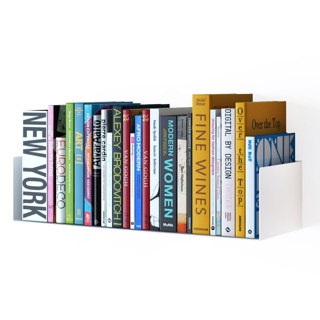White Metal U Shape Wall Mountable Bookshelf A1445