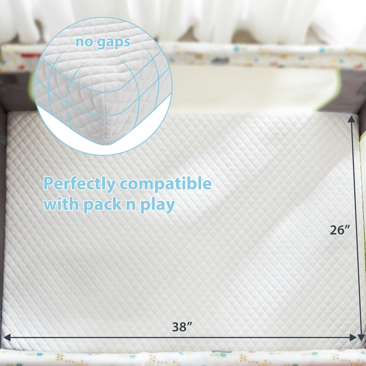 3" Waterproof Memory Foam Pack and Play Mattress White W46172