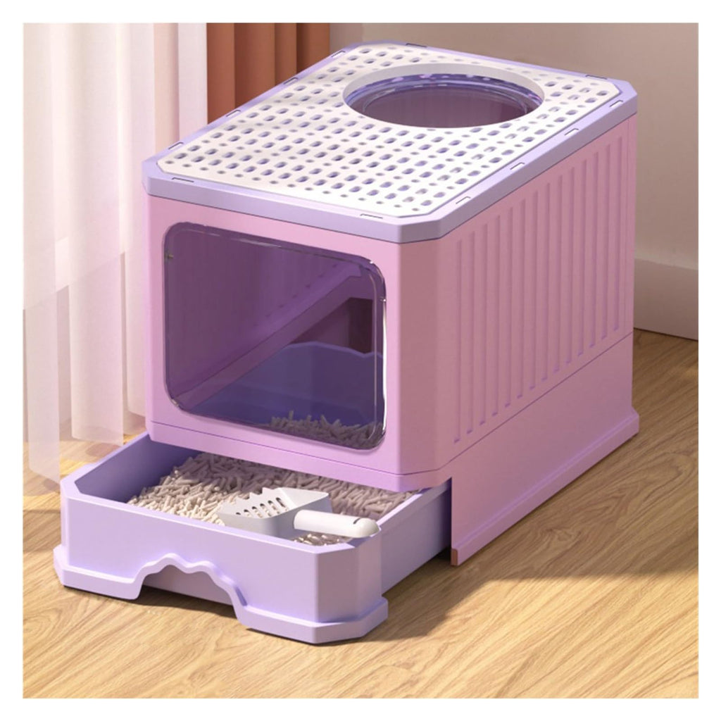 Foldable Cat Litter Box with Lid and Shovel N797057