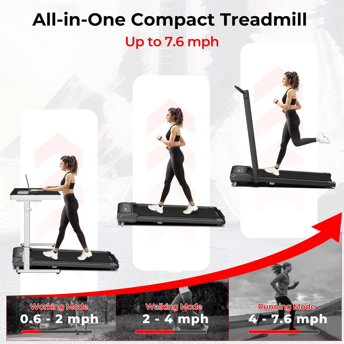 2 in 1 Folding Treadmill with Handle Bar U72708