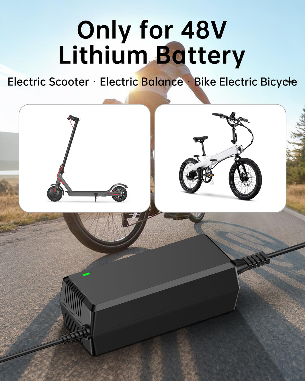 54.6V 2A Electric Scooter Charger 5 Connectors 8.2ft U3978