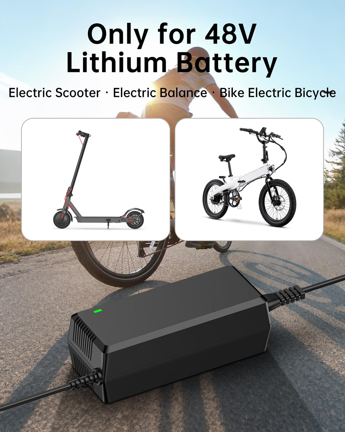 54.6V 2A Electric Scooter Charger 5 Connectors 8.2ft U3978