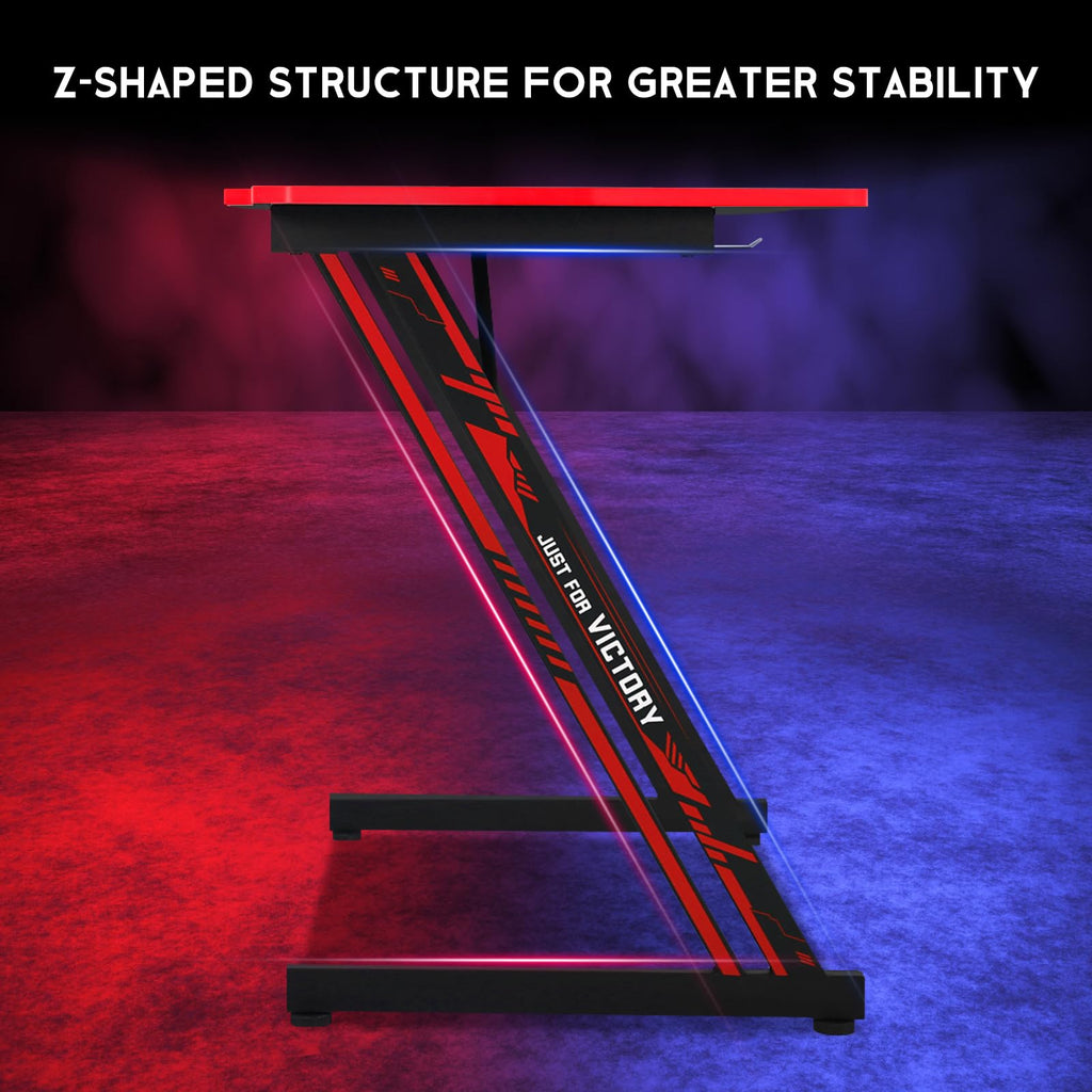 47 Inch Z Shaped Gaming Desk with Headphone Hook E337743