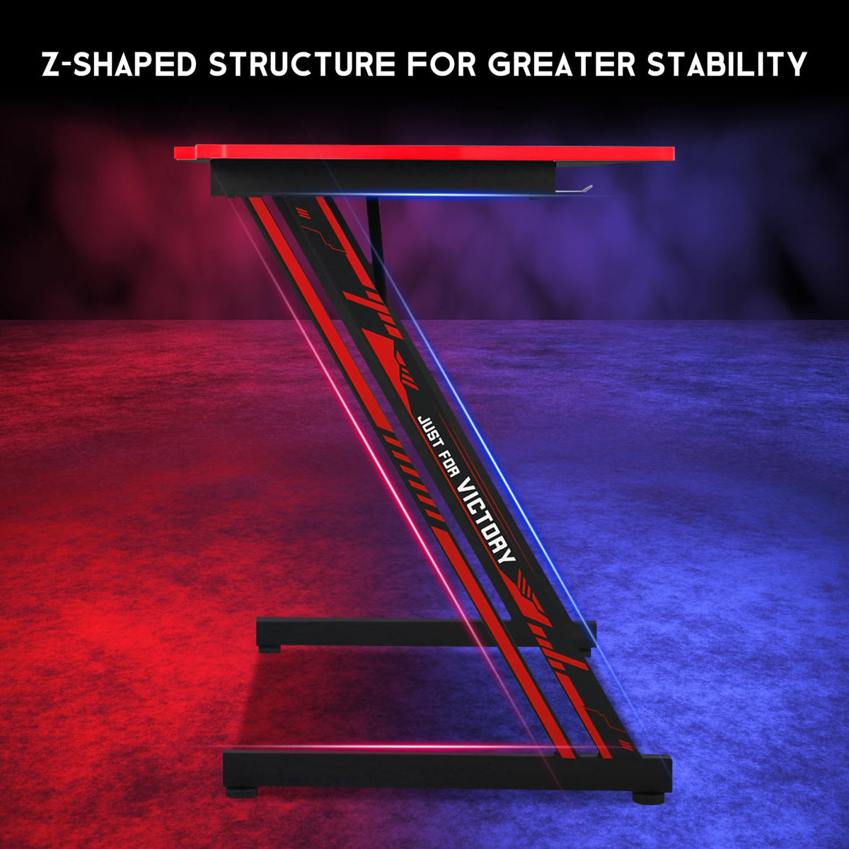 47 Inch Z Shaped Gaming Desk with Headphone Hook E337743