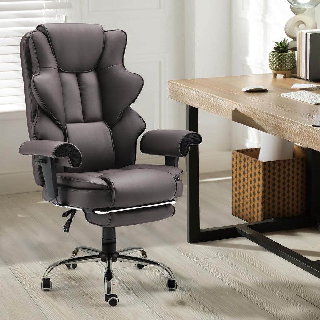 Brown Heated Massage Office Chair with Foot Rest B12071