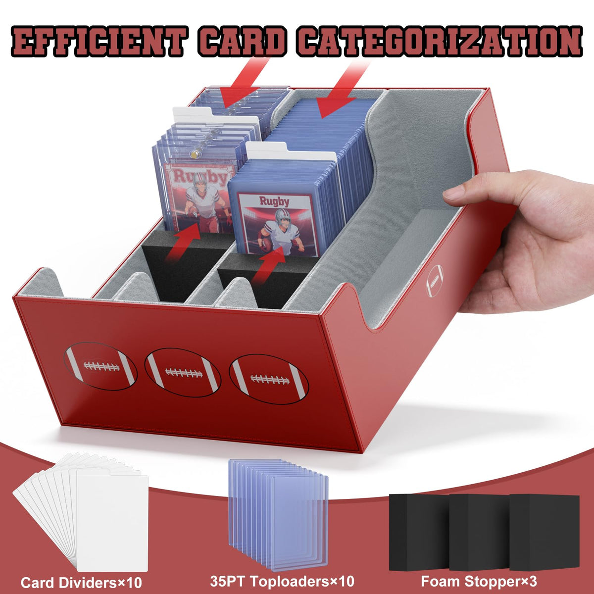 Football Card Storage Box with Magnetic Closure V332904