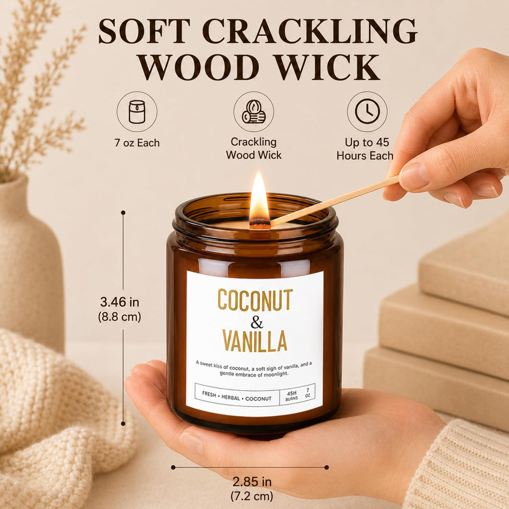 4 Pack Scented Candle Set with Wooden Wick B3077