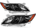 Black Housing Amber Reflector Clear Lens Headlight Assembly Pair I407337