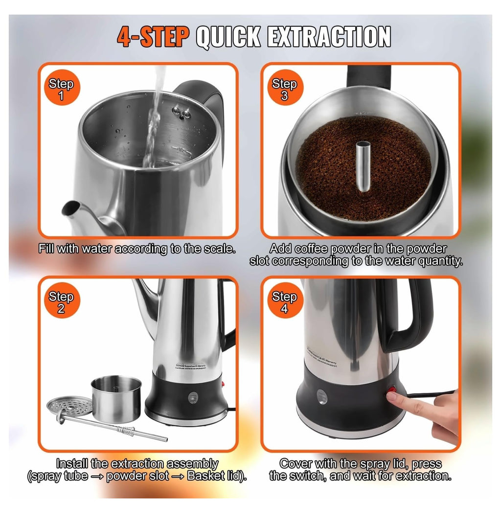 12-Cup Stainless Steel Electric Percolator Coffee Pot K796