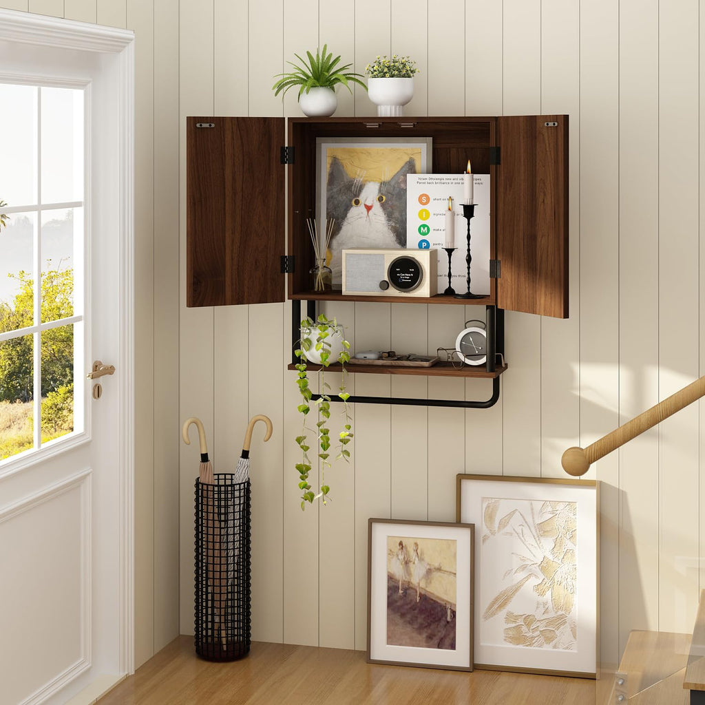 Fluted 2 Doors 3-Tier Bathroom Wall Cabinet U23607