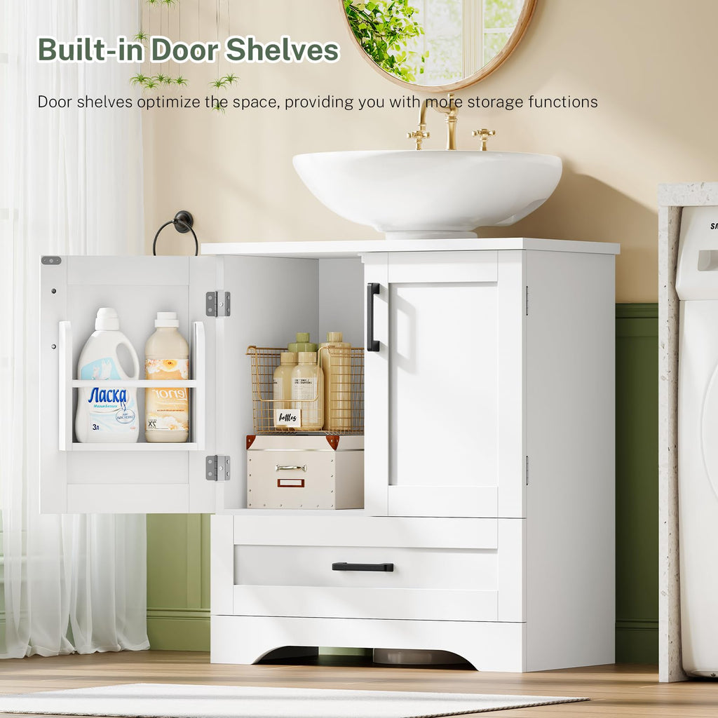 24" Pedestal Sink Storage Cabinet with 2 Doors & 1 Drawer Q714