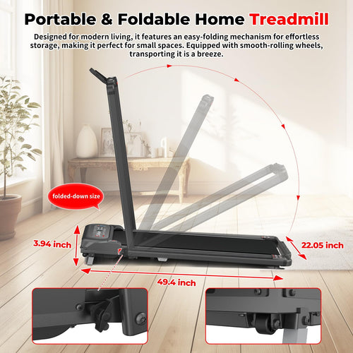 2 in 1 Folding Treadmill with Handle Bar U72708