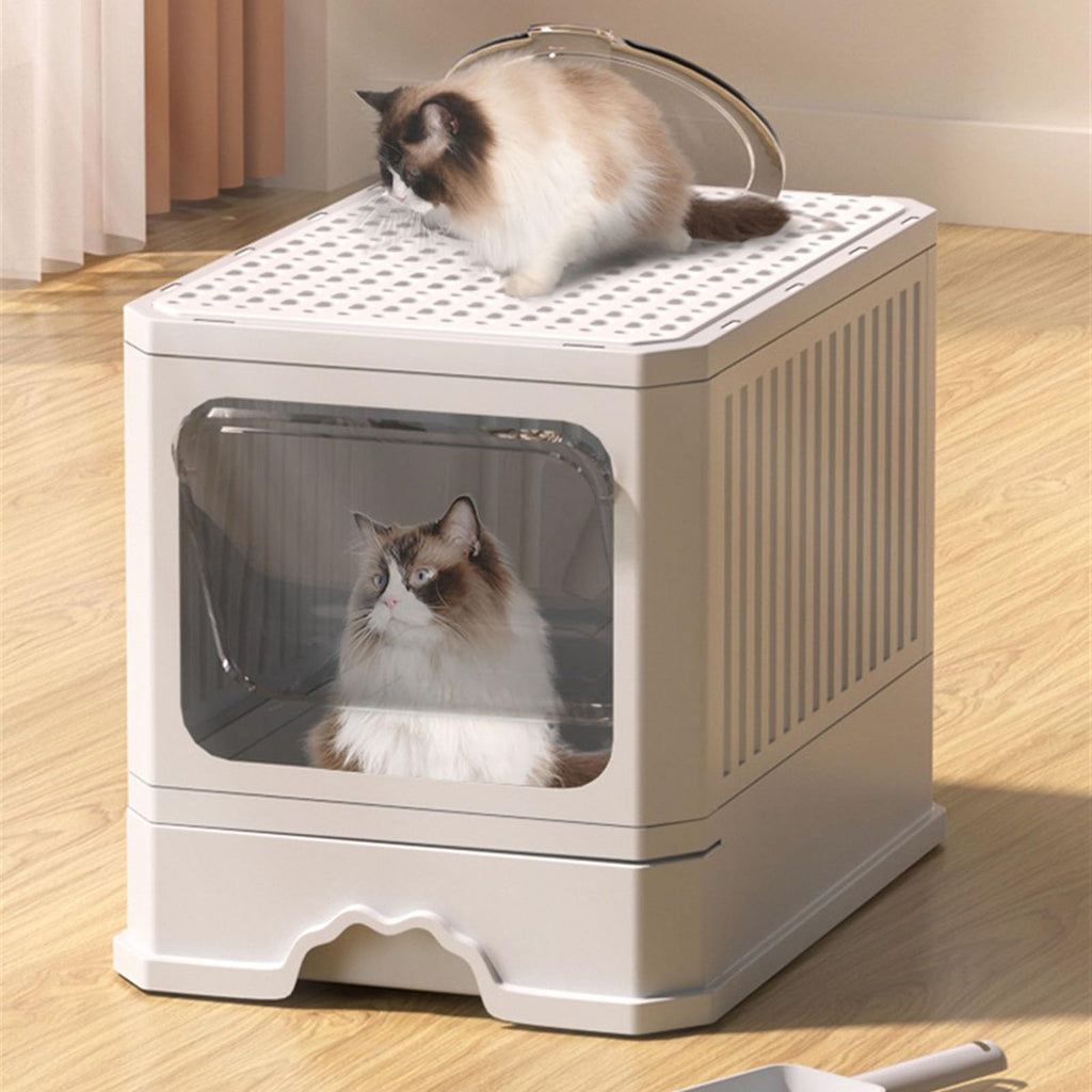 Foldable Cat Litter Box with Lid and Shovel N797057