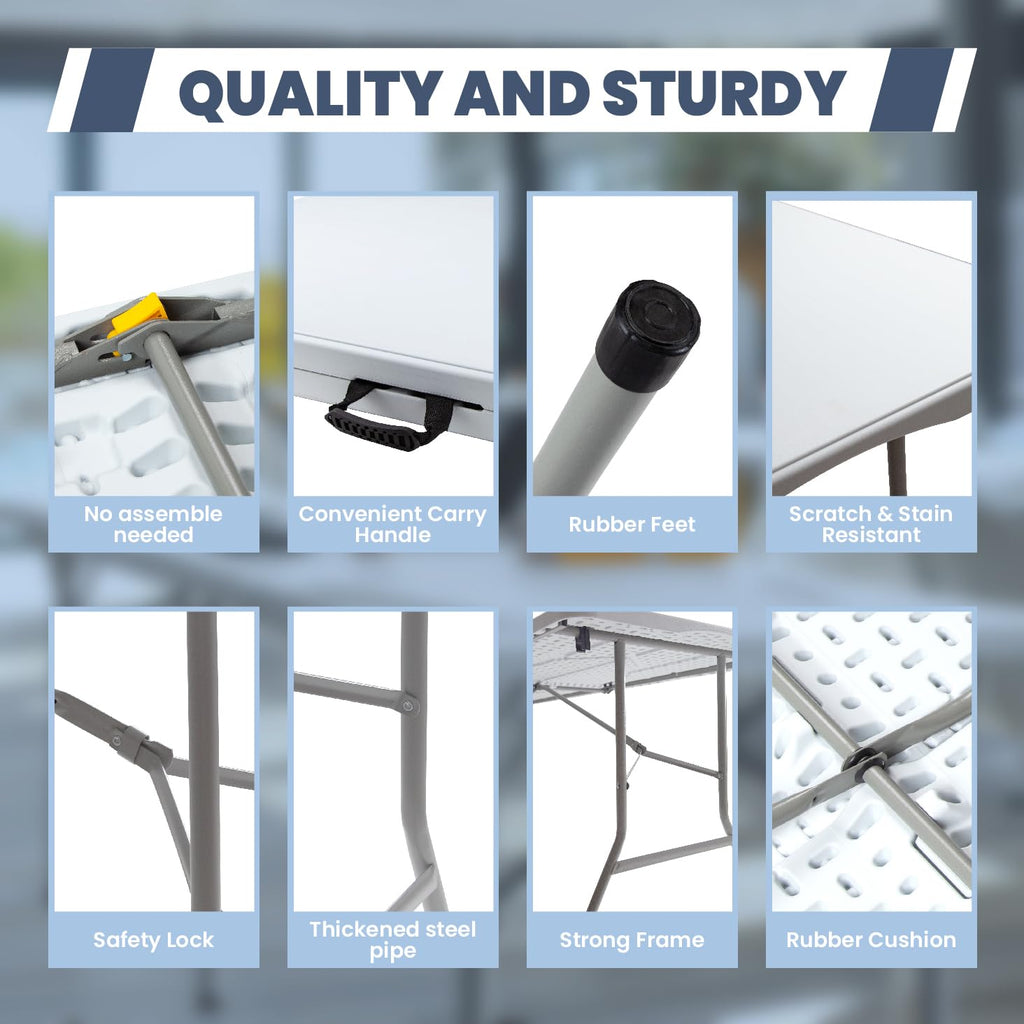 6FT Folding Picnic Table with Tablecloth H40426