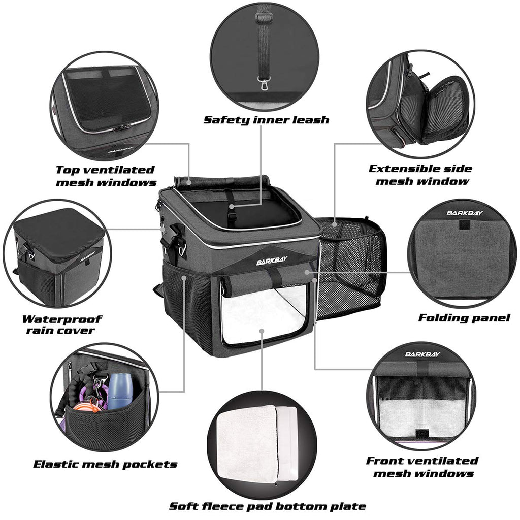 Foldable Soft-Sided Dog Bike Basket Carrier with 2 Open Doors Y8761