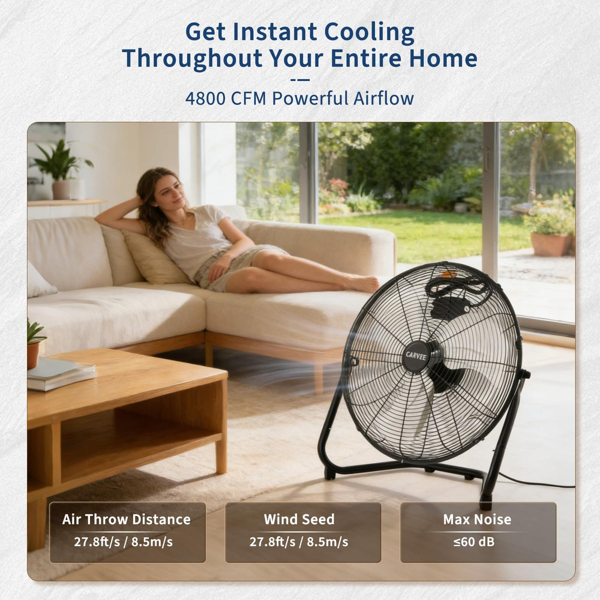 20 Inch 3 Speed High Velocity Industrial Floor Fan O639165