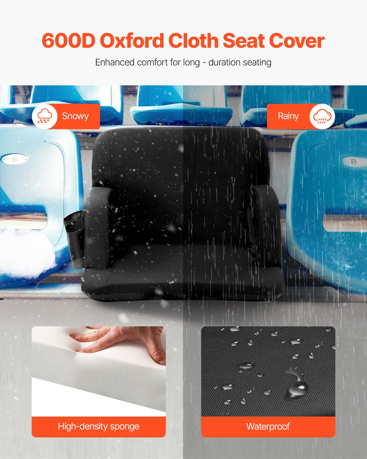 Folding Padded Stadium Seat with Cupholder F880