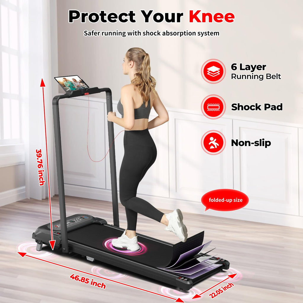 2 in 1 Folding Treadmill with Handle Bar U72708