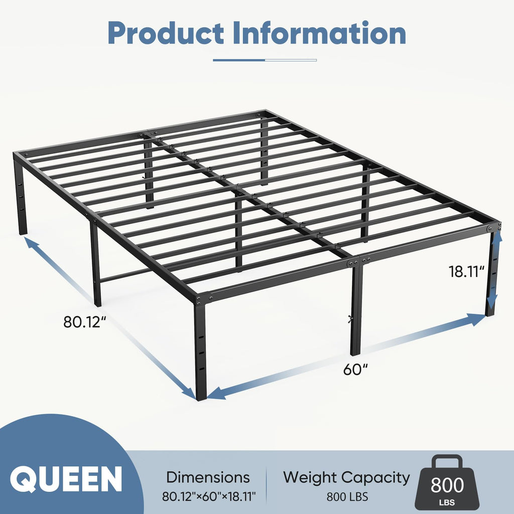 Queen 18 Inch Metal Platform Bed Frame O954162
