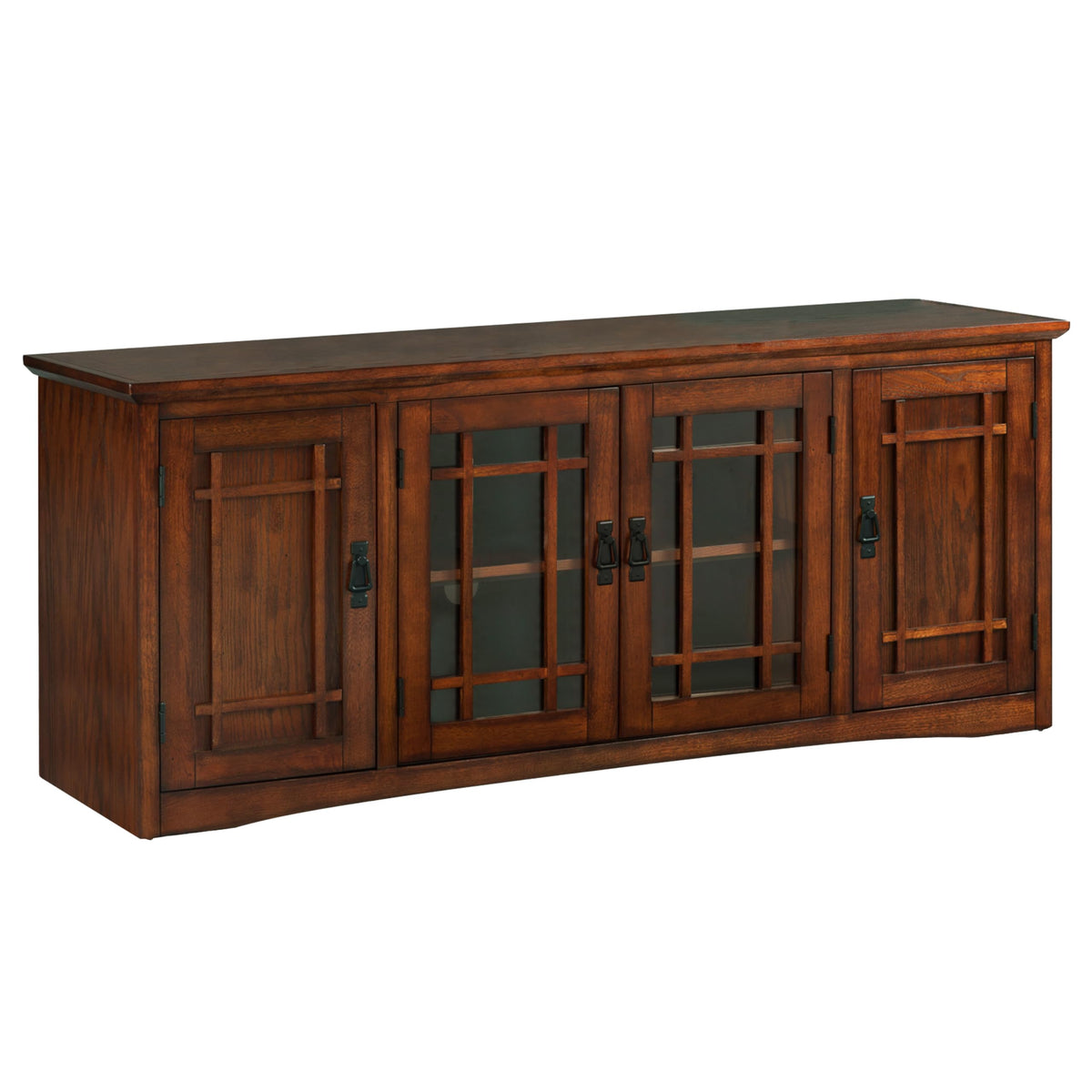 Solid Wood Mission Oak Four Door TV Stand Z34366